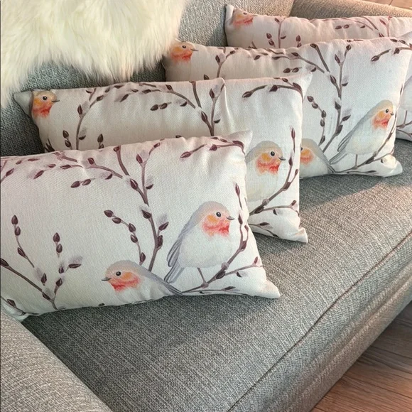 2-PIECE-SET ACCENT PILLOWS BIRDS BRANCHES & BUDS WITH NEW UTOPIA PILLOW-INSERTS - Picture 12 of 14